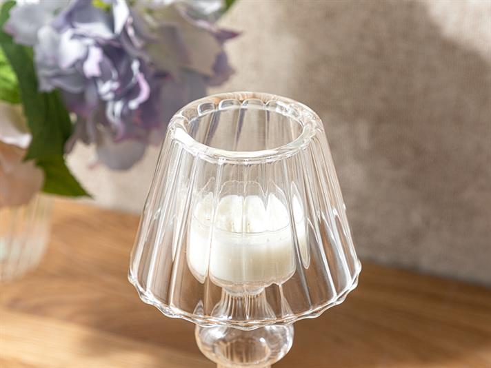 Suport lumânare, Eva, sticlă borosilicată, 9x24 cm, transparent