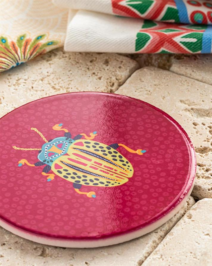 Exotic Bug Silicone Coaster 10,8 cm Purple