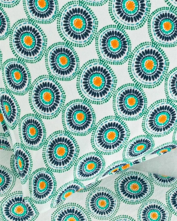 Exotic Circles Față De Pernă Set 2, Ușor De Calcat, 50*70 Cm, Albastru - Muștar - Verde