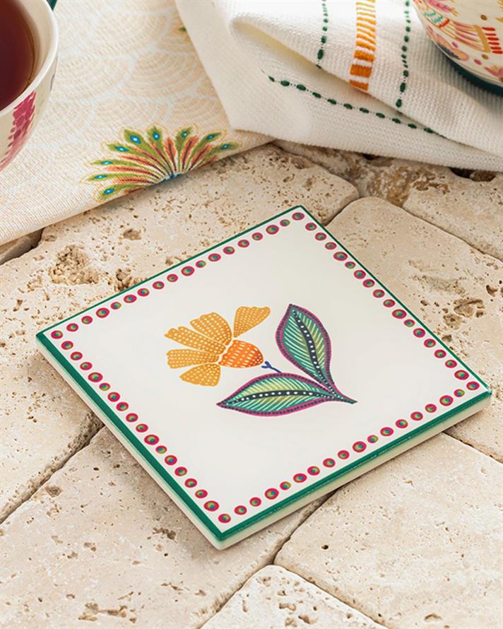 Exotic Flower Silicone Coaster 10,8 cm Colorful