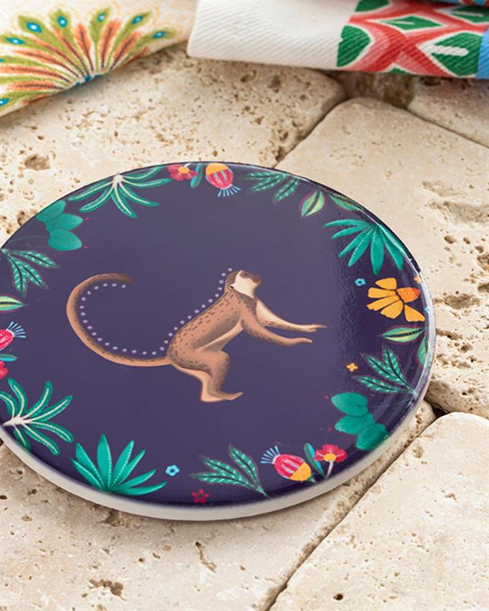 Exotic Monkey Silicone Coaster 10,8 cm Purple