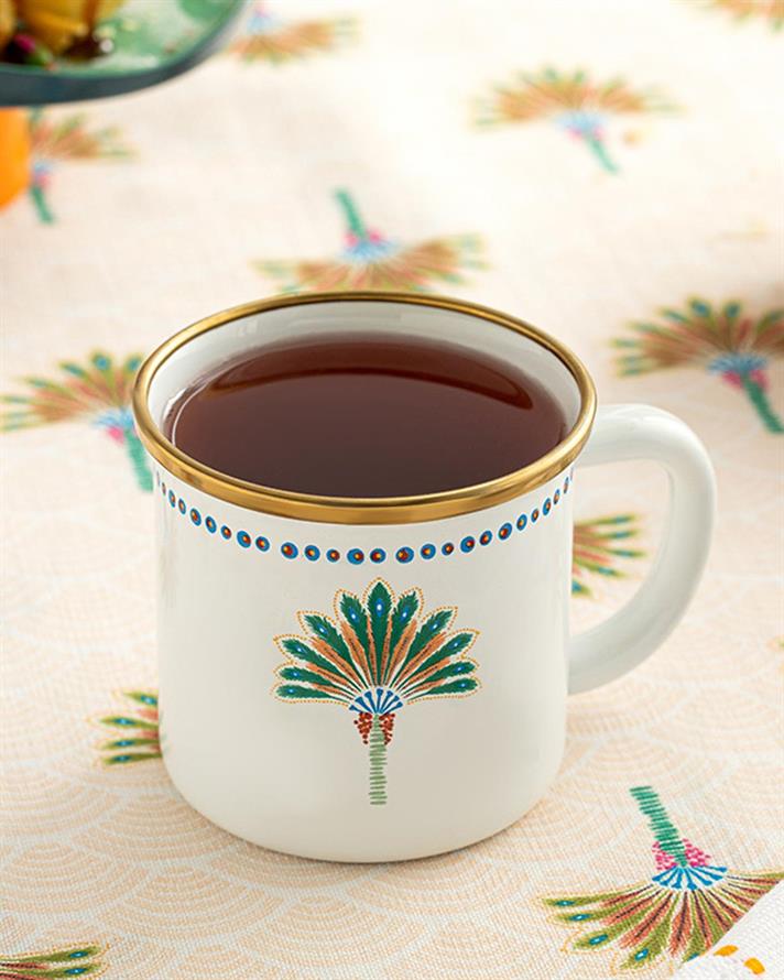 Exotic Palm Enamel Cup 350 ML White
