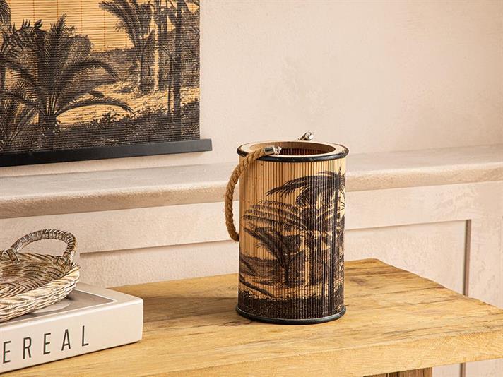 Exotic Palm Bamboo Lantern 12,5x12,5x19,0 cm Natural - Black