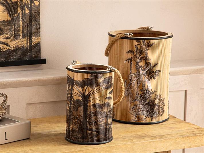 Exotic Palm Bamboo Lantern 12,5x12,5x19,0 cm Natural - Black