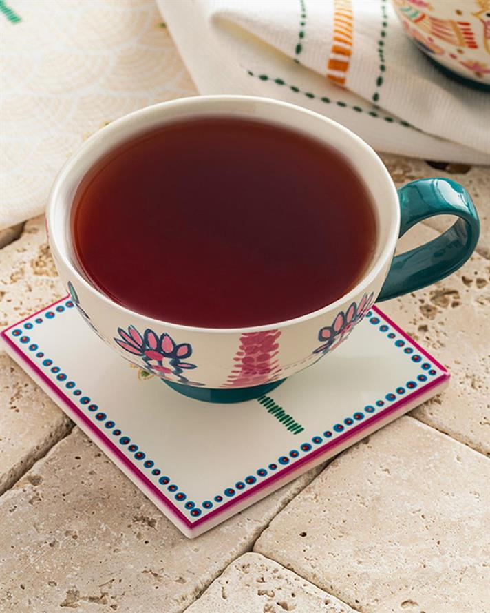 Exotic Palm Suport De Pahar, Silicon, 10,8 Cm, Ecru-Roșu