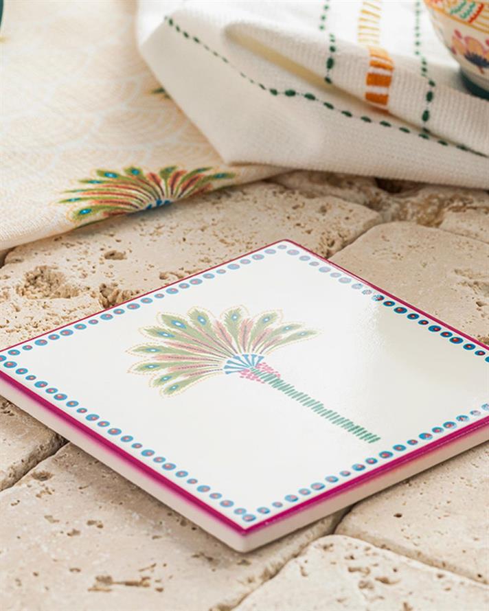 Exotic Palm Suport De Pahar, Silicon, 10,8 Cm, Ecru-Roșu