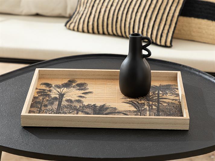 Exotic Palm Bamboo Decorative Tray 40x30x5 cm Natural - Black