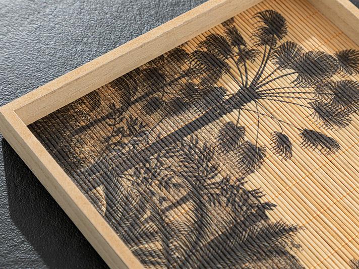 Exotic Palm Bamboo Decorative Tray 40x30x5 cm Natural - Black