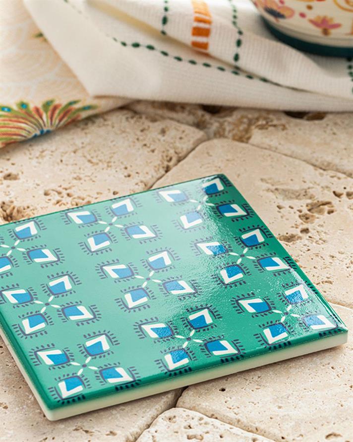 Exotic Square Silicone Coaster 10,8 cm Green
