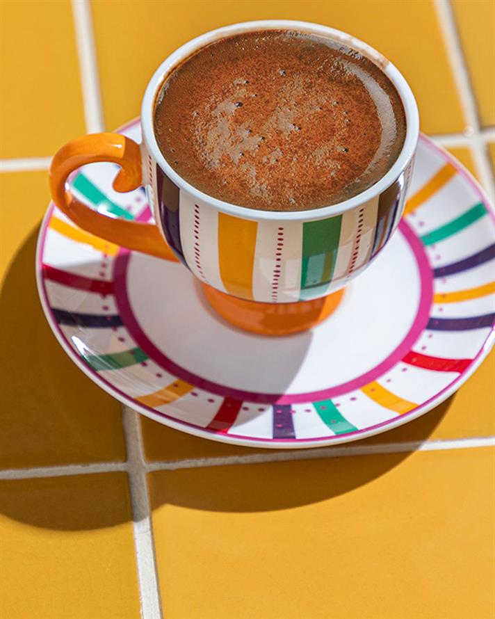 Exotic Strip Porțelan New Bone China 4 Piese 2 Persoane Set De Cești De Cafea 100 ml Colorat