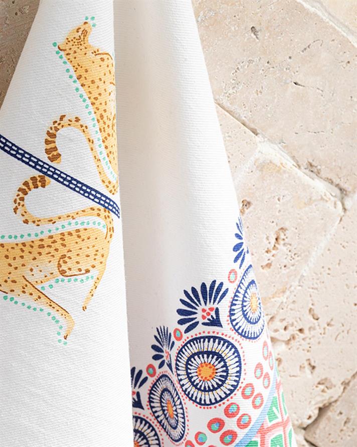 Exotic Tiger Cotton Drying Cloth 40x60 cm White