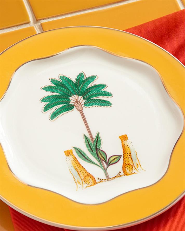 Exotic Tiger New Bone China Dessert Plate 15 cm Mustard