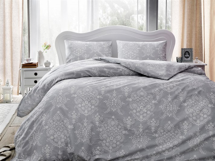 Eywa Cu Bumbac Double Set Lenjerie De Pat 200x220 cm Gri Deschis