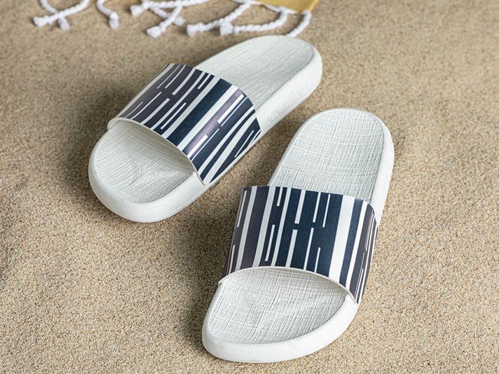 Papuci de plaja, dama, Marine Stripe, PVC, masura 38, albastru