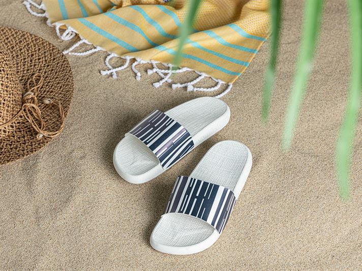 Papuci de plaja, dama, Marine Stripe, PVC, masura 39, albastru