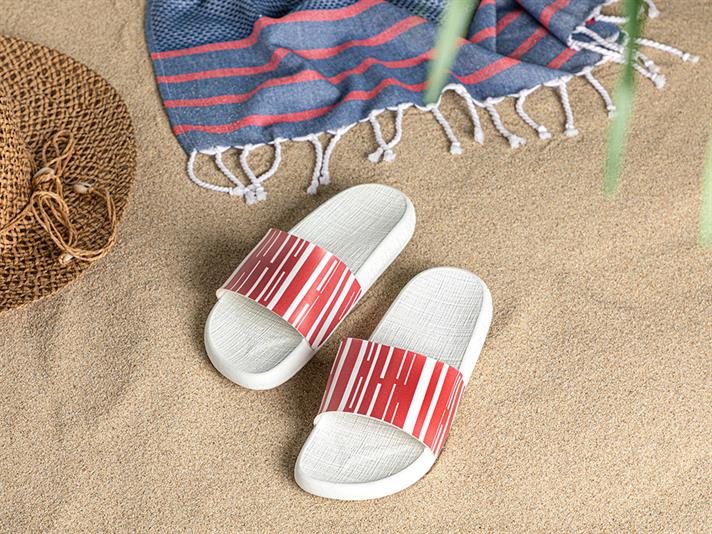 Papuci de plaja, dama, Marine Stripe, PVC, masura 40, rosu