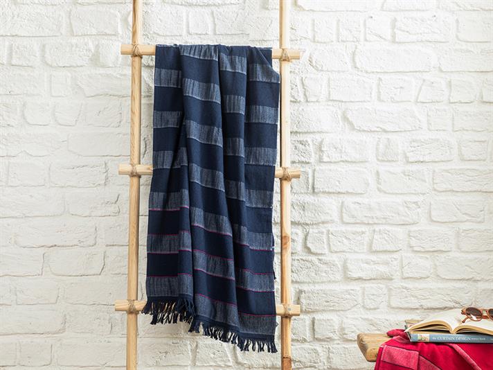 Fâine Nouă Pes Cu Dungi Prosop De Plajă 70*150 Cm Albastru İnchis