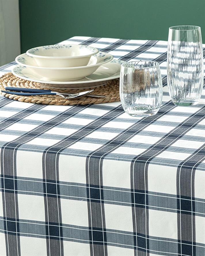 Blue Lines Polyestere Table Cloth 150x200 cm Dark Blue