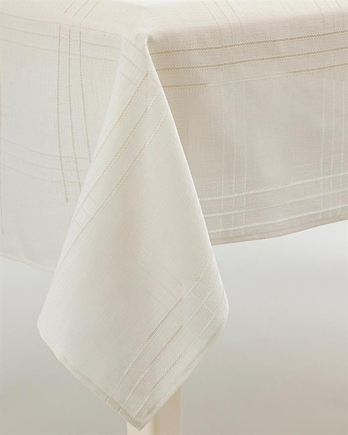 Față de masă brodată, Navy, poliester, 150x200 cm, crem