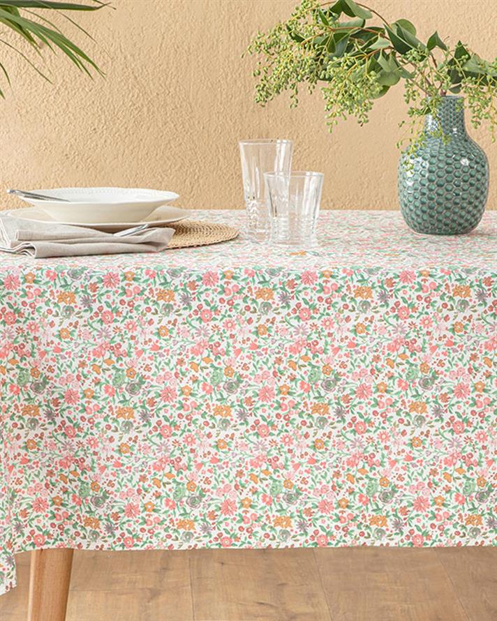 Colorful Flowers Polycotton Table Cloth 150x220 cm Colorful