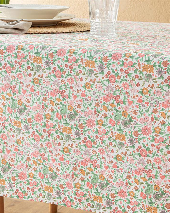 Colorful Flowers Polycotton Table Cloth 150x220 cm Colorful