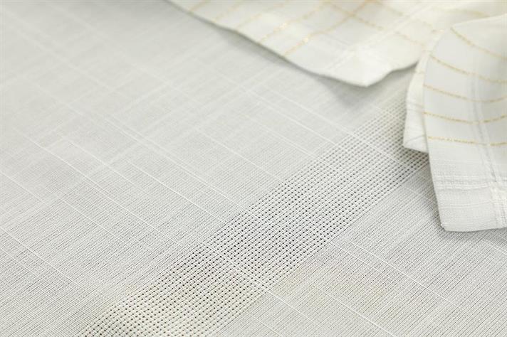 Față de masă, Luxury, poliester, 157x300 cm, alb – auriu