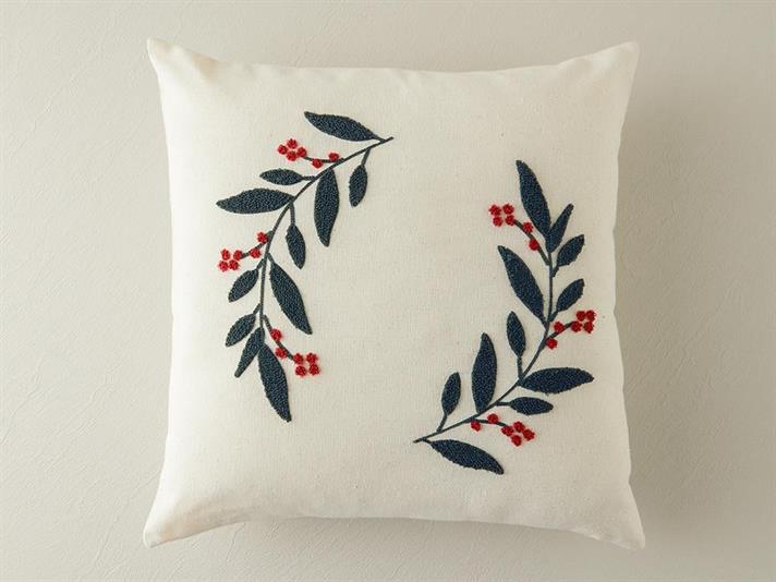 Față de pernă decorativă, Branch Leaves, bumbac, 45x45 cm, ecru