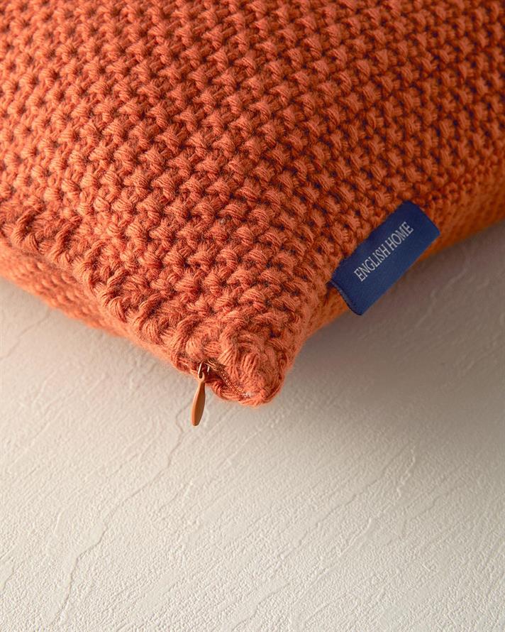 Față de pernă decorativă, Embrance, acril, 45x45 cm, cărămiziu