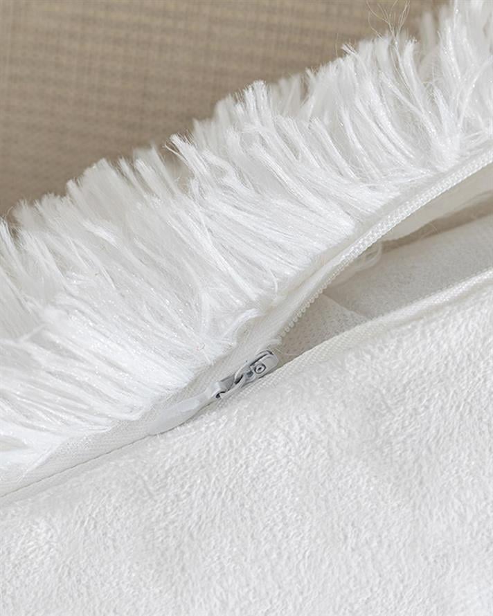 Față de pernă decorativă, Fluffy, blană artificială, 45x45 cm, alb