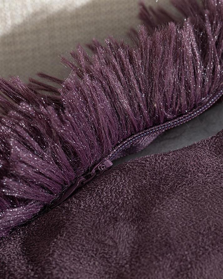 Față de pernă decorativă, Fluffy, blană artificială, 45x45 cm, vișiniu