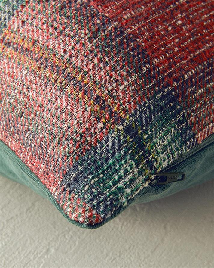 Față de pernă decorativă, Hana, bumbac-poliester, 43x43 cm, roșu - verde