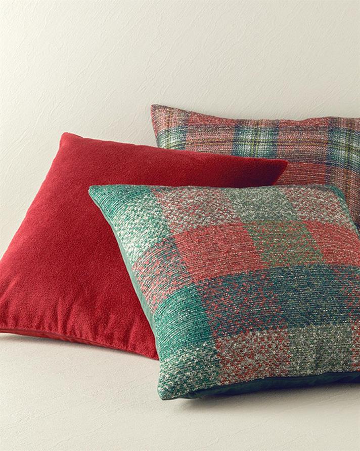 Față de pernă decorativă, Hana, bumbac-poliester, 43x43 cm, roșu - verde