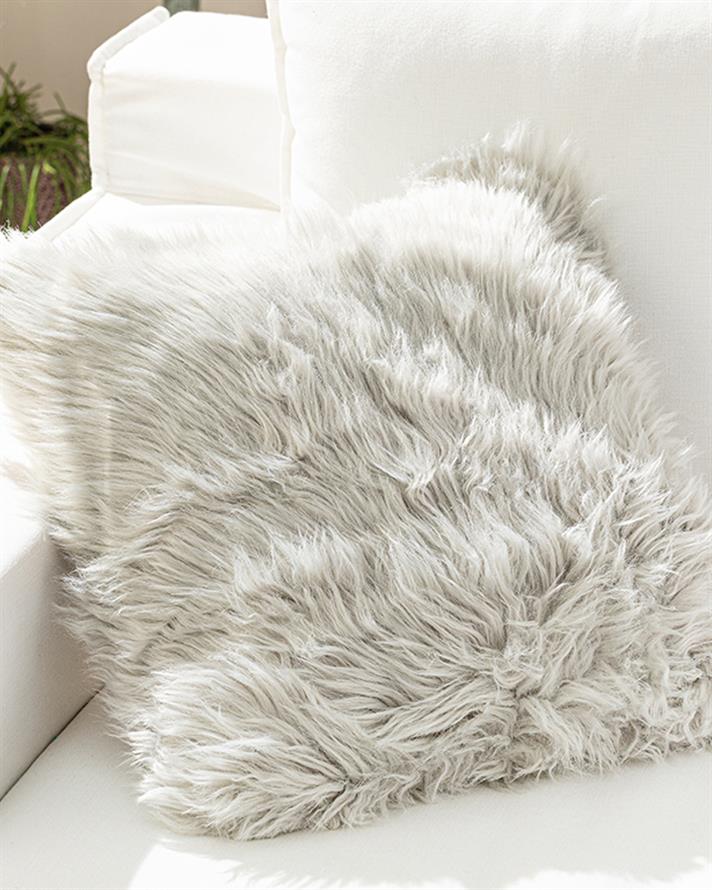 Față de pernă decorativă, Jade, acril, 45x45 cm, gri deschis