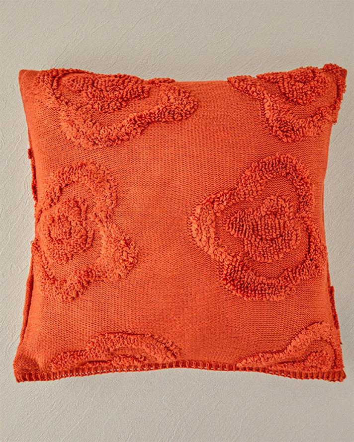 Față de pernă decorativă, LuxWrap, acril, 45x45 cm, cărămiziu