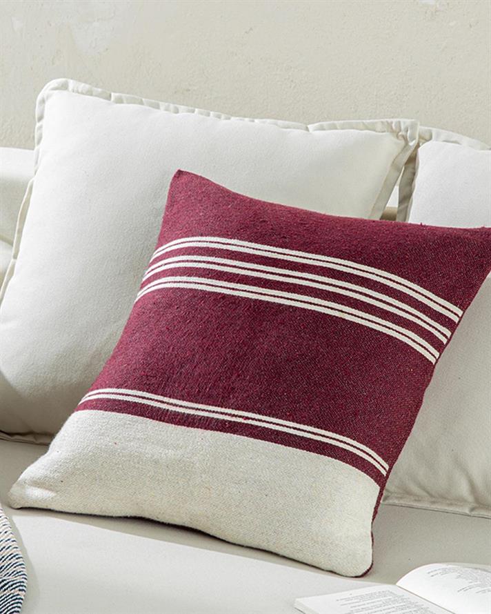 Față de pernă decorativă, Moneta, bumbac reciclat, 45x45 cm, bordo