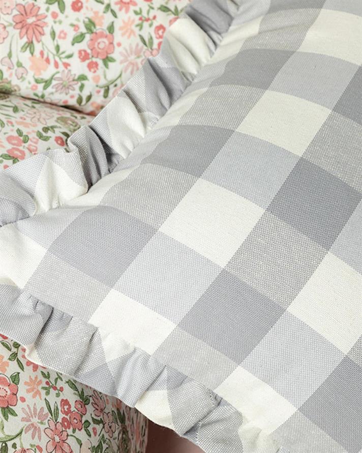 Față de pernă decorativă, Plaid, bumbac-poliester, 45x45 cm, gri