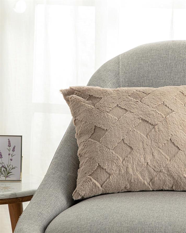 Față de pernă decorativă, Rabbit Grid, poliester, 45x45 cm, bej