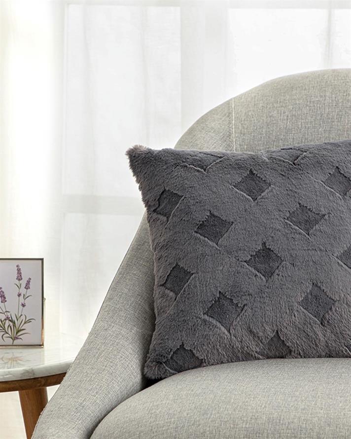 Față de pernă decorativă, Rabbit Grid, poliester, 45x45 cm, antracit