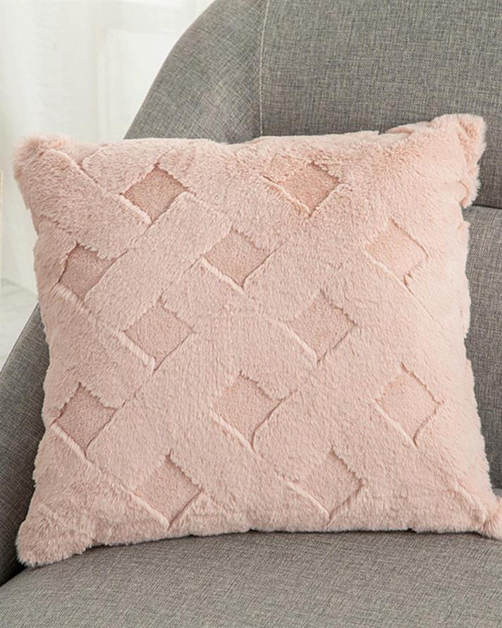 Față de pernă decorativă, Rabbit Grid, poliester, 45x45 cm, roz pudră
