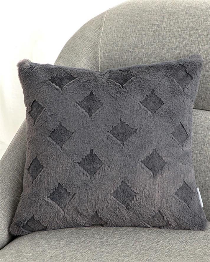 Față de pernă decorativă, Rabbit Grid, poliester, 45x45 cm, antracit