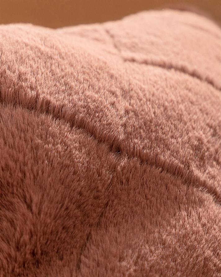 Față de pernă decorativă, Soft Touch, blană artificială, 45x45 cm, roz închis