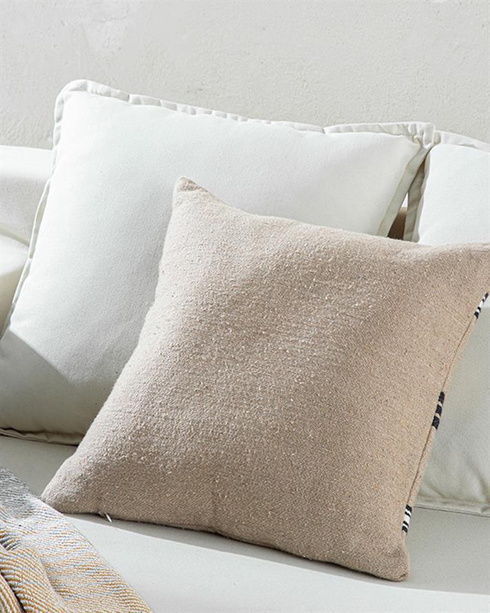 Față de pernă decorativă, Vernon, bumbac reciclat, 45x45 cm, bej