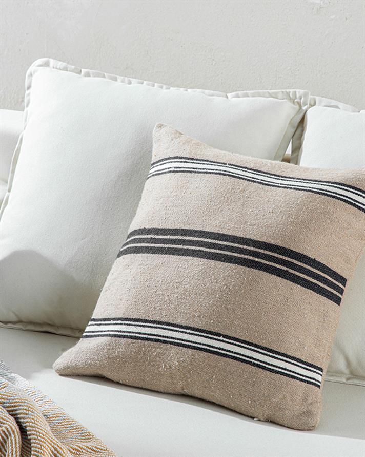 Față de pernă decorativă, Vernon, bumbac reciclat, 45x45 cm, bej