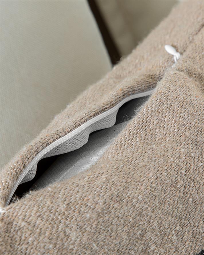 Față de pernă decorativă, Vernon, bumbac reciclat, 45x45 cm, bej