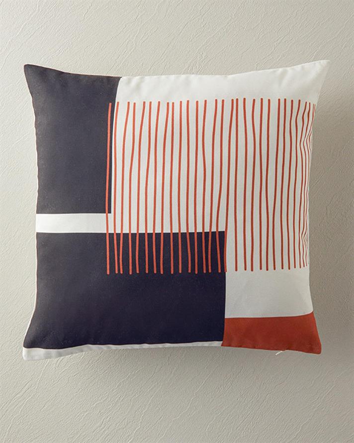 Față de pernă decorativă, Vika, poliester, 45x45 cm, negru-cărămiziu