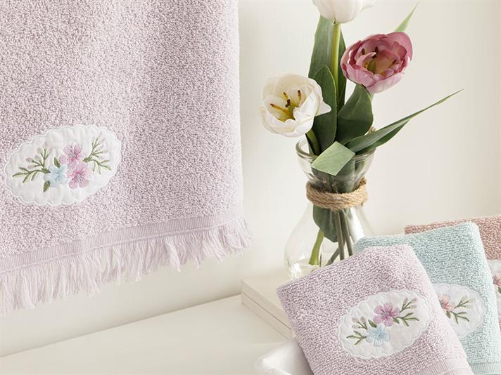 Prosop de fata, Fancy Flowers, bumbac, 50x76 cm, lila