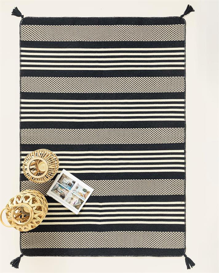 Fancy Striped Covor, Țesut, 120*180 Cm, Crem - Gri