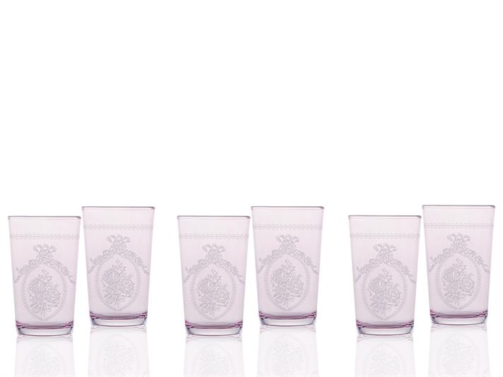 Fancy Glass 6 Set Served with Coffee Water Glass 100 ml Pink