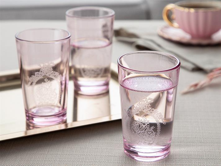 Fancy Glass 6 Set Served with Coffee Water Glass 100 ml Pink