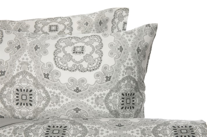 fantezie Bumbac Satinat Double Set Lenjerie De Pat 200x220 cm Gri